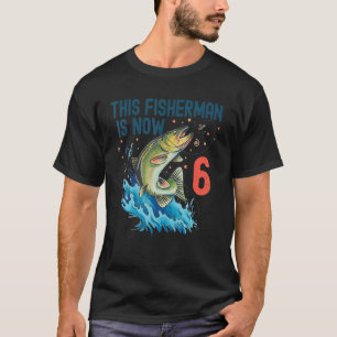 Camiseta Cumpleaños de Pescadores de 6 años 6º Bass Fish Ki