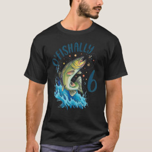 Camiseta Cumpleaños de Pescadores de 6 años 6º Bass Fish Ki