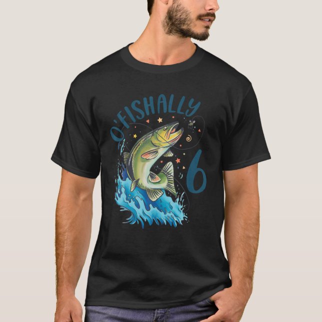 Camiseta Cumpleaños de Pescadores de 6 años 6º Bass Fish Ki (Anverso)