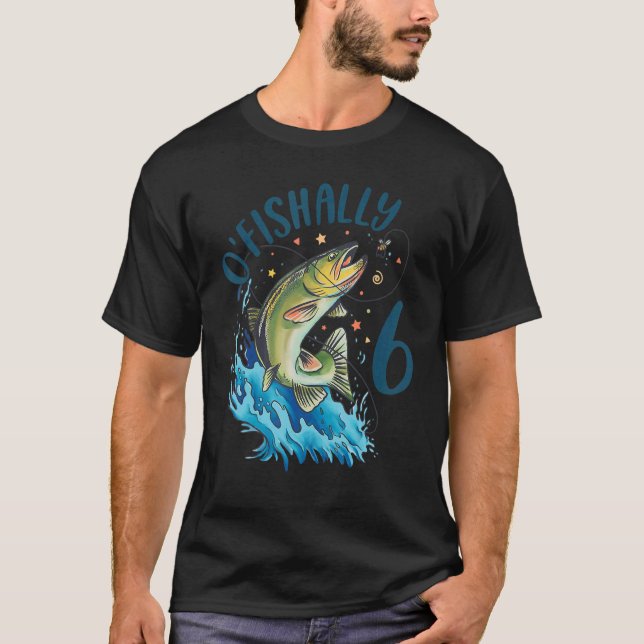 Camiseta Cumpleaños de Pescadores de 6 años 6º Bass Fish Ki (Anverso)