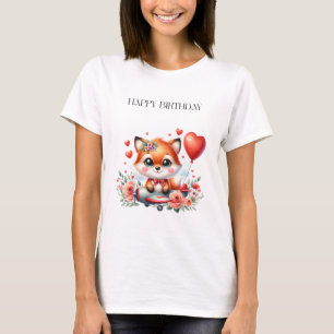Camiseta Cumpleaños de piloto de zorro lindo