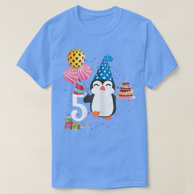 Camiseta Cumpleaños de Pingüino 5 Años Pingüino 5 Años (Diseño del anverso)
