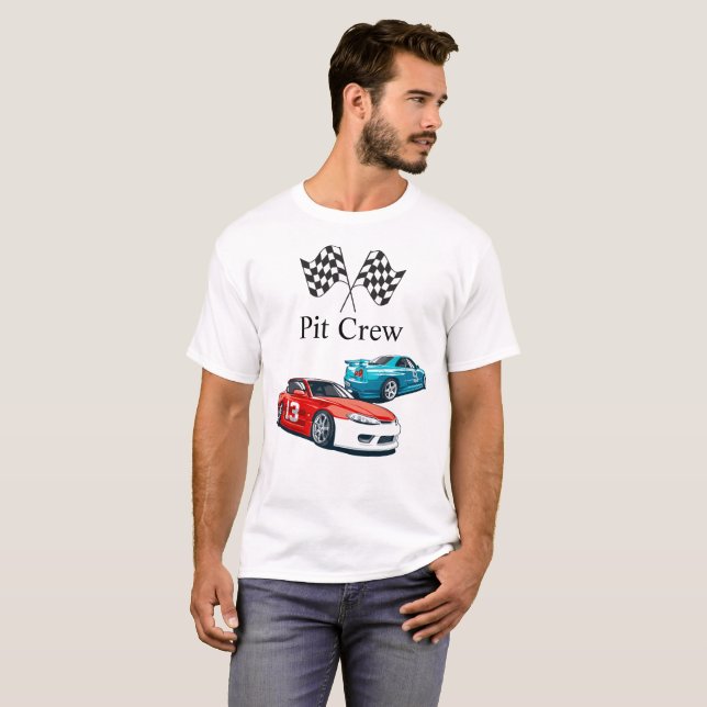 Camiseta Cumpleaños de Race Car, Crew Pit (Anverso completo)