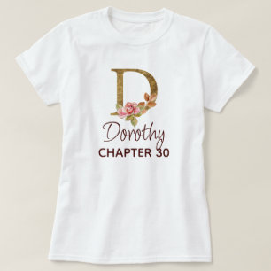 Camiseta Cumpleaños de rosas rosadas con monograma dorado d