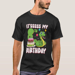 Camiseta Cumpleaños de serpiente de 8 años fiesta de Python