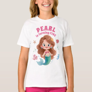 Camiseta Cumpleaños de sirena adorable bajo el mar