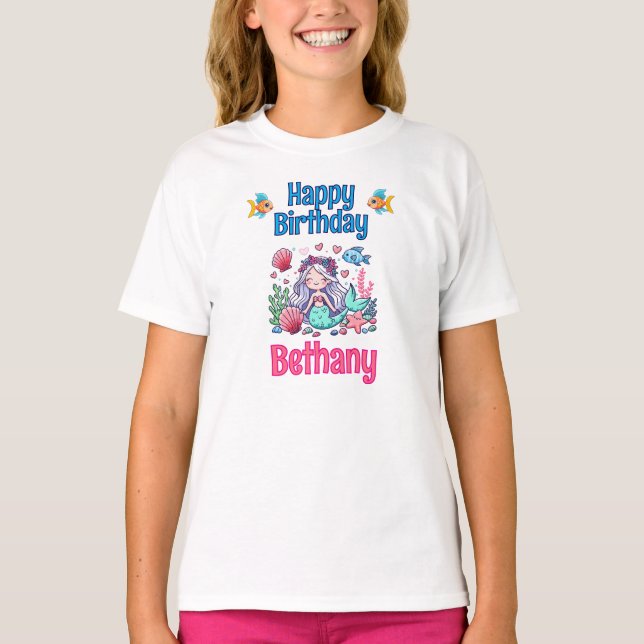 Camiseta Cumpleaños de Sirena Bajo El Mar (Anverso)
