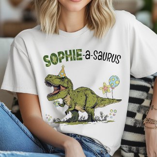 Camiseta Cumpleaños de Sophie-a-saurus TRex Dinosaurio con