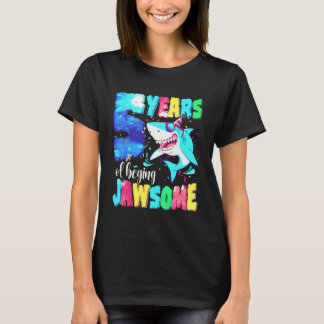 Camiseta Cumpleaños de tiburón lindo niños niñas de 5 años