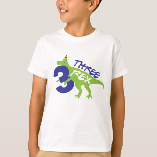 Camiseta Cumpleaños de Tres Dinosaurios Rex