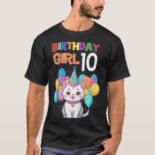 Camiseta Cumpleaños de un gato infantil 10 Chicas de la fie