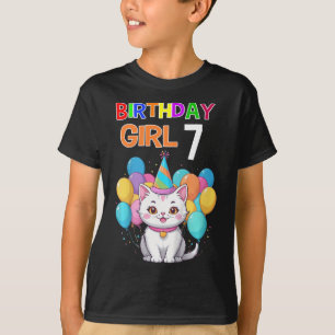 Camiseta Cumpleaños de un Gato Infantil 7 Chicas de la Fies
