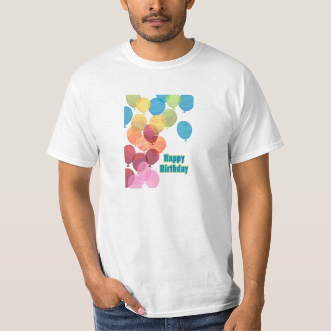 Camiseta Cumpleaños de un globo colorido (Anverso)