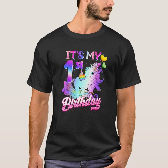 Camiseta Cumpleaños de Unicornio es mi primer Chica de ropa (Anverso)