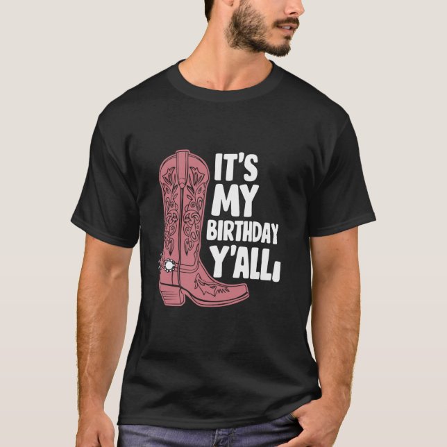 Camiseta Cumpleaños de Vaquera Y'all Cumpleaños Occidental  (Anverso)