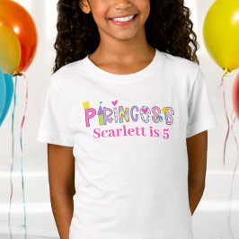 Camiseta Cumpleaños del Alfabeto Princesa Personalizada