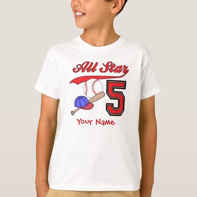 Camiseta Cumpleaños del béisbol de All Star 5to (Anverso)