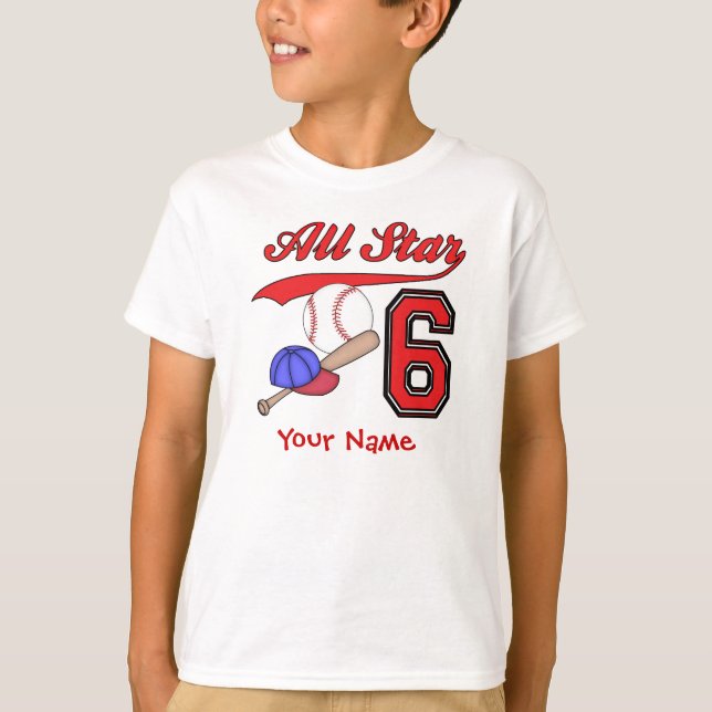 Camiseta Cumpleaños del béisbol de All Star 6to (Anverso)