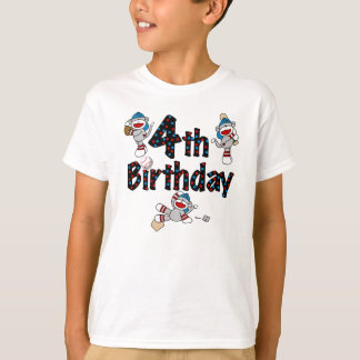 Camiseta Cumpleaños del béisbol del mono del calcetín 4to
