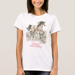 Camiseta Cumpleaños del Caballo de Acuarela Trotting Waterc