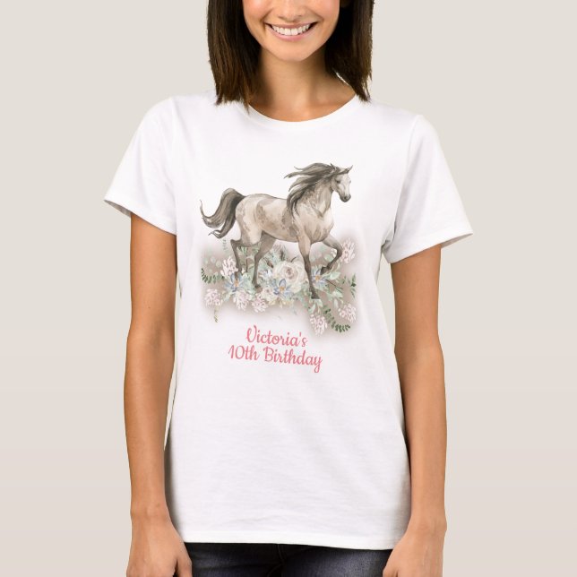 Camiseta Cumpleaños del Caballo de Acuarela Trotting Waterc (Anverso)