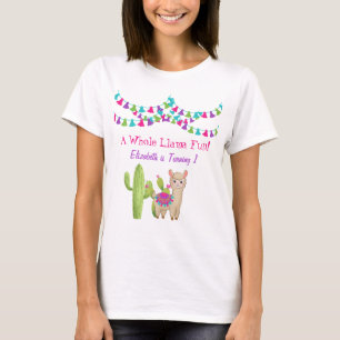Camiseta Cumpleaños del Cactus Rosa Purpura Todo Llama Dive