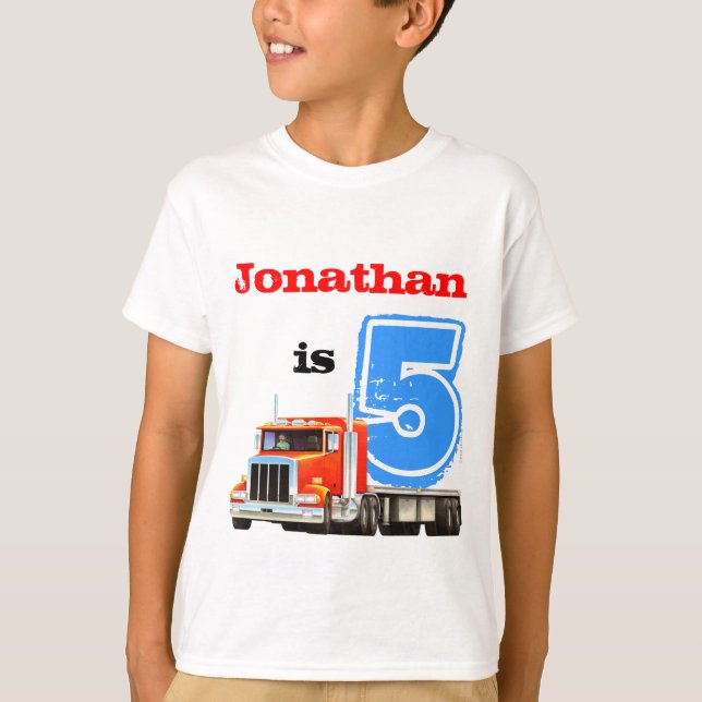 Camiseta Cumpleaños del camión de encargo de la (Anverso)