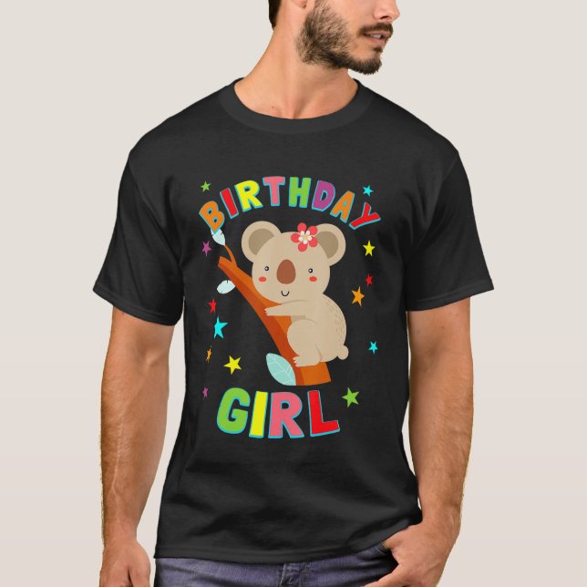Camiseta Cumpleaños Del chica Koala Tiene Parte Cuta Para L (Anverso)
