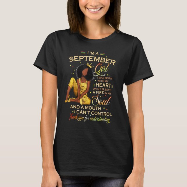 Camiseta Cumpleaños del Chica Melanin Queen para el W negro (Anverso)