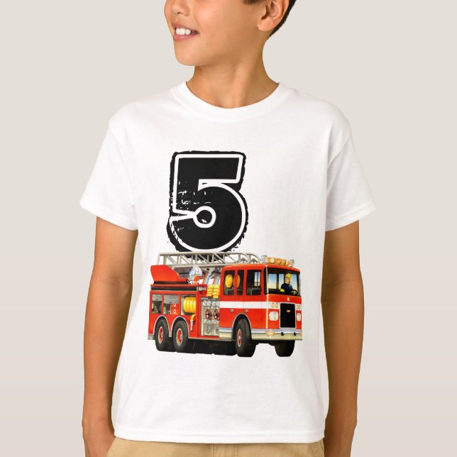 Camiseta Cumpleaños del coche de bomberos rojo de encargo (Anverso)