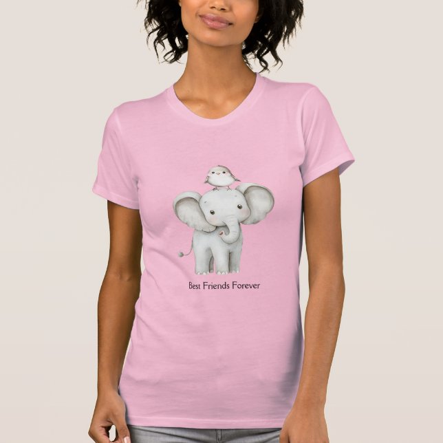 Camiseta Cumpleaños del elefante y el ave mejores amigos (Anverso)