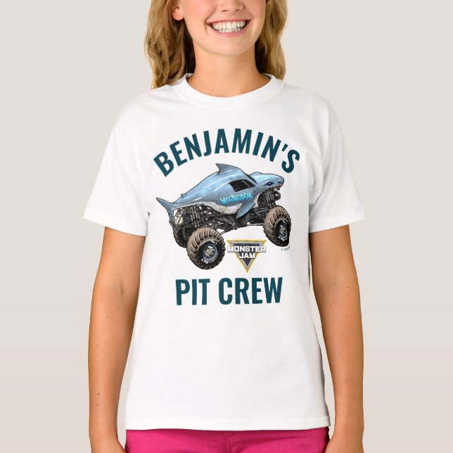 Camiseta Cumpleaños del Equipo de Fosa Megalodon de Monster (Anverso)