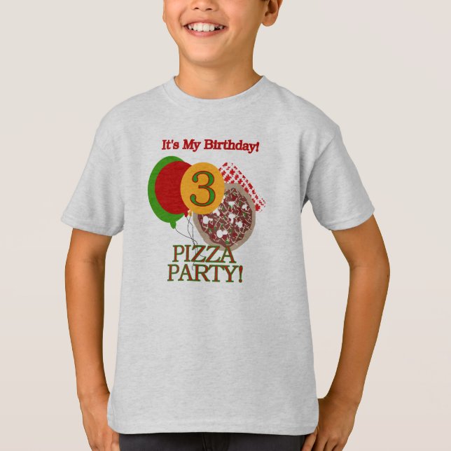 Camiseta Cumpleaños del fiesta de la pizza 3ro (Anverso)