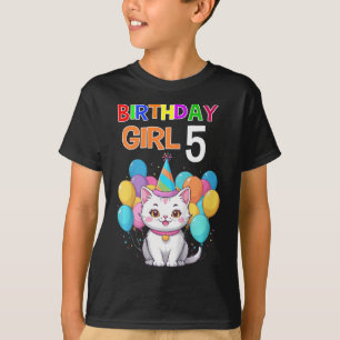 Camiseta Cumpleaños del Gato Infantil 5 Chicas de la Fiesta