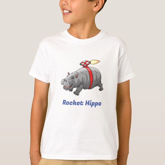 Camiseta Cumpleaños del Hipopótamo Cohete (Anverso)