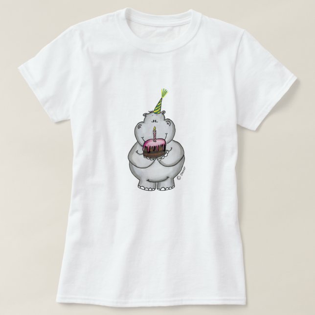 Camiseta Cumpleaños del hipopótamo - feliz cumpleaños (Diseño del anverso)