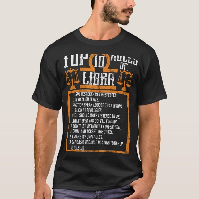 Camiseta Cumpleaños del Horóscopo Libra de las 10 mejores r (Anverso)