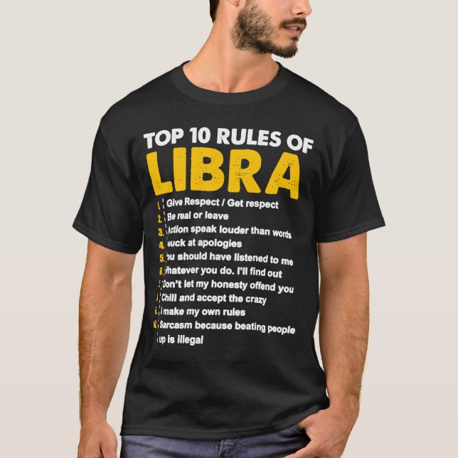 Camiseta Cumpleaños del Horóscopo Libra de las 10 mejores r (Anverso)