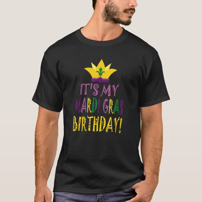 Camiseta Cumpleaños del Mardi Gras - Tema Fiesta del Mardi  (Anverso)