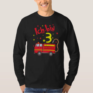 Camiseta Cumpleaños del motor de bomberos de 3 años
