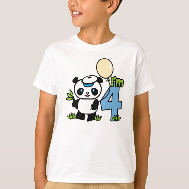Camiseta Cumpleaños del muchacho de la panda 4to (Anverso)