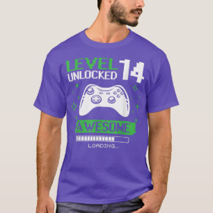 Camiseta Cumpleaños del niño de nivel 14 Videojuego desbloq