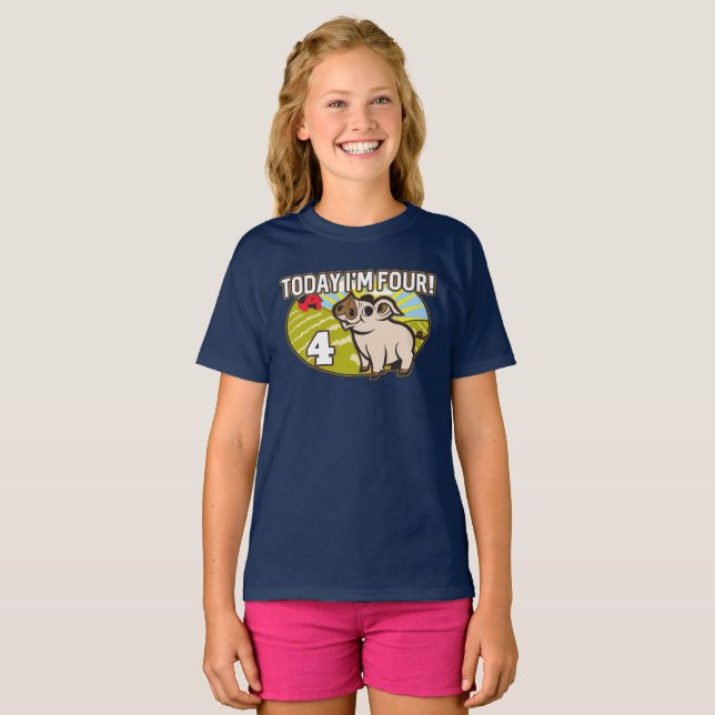 Camiseta ¡Cumpleaños del niño hoy tengo cuatro años! Cerdo  (Anverso completo)