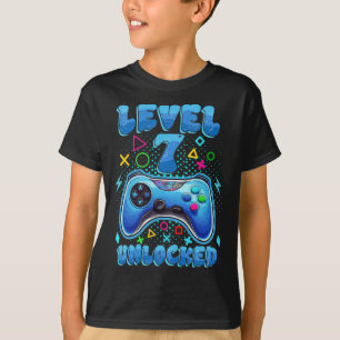 Camiseta Cumpleaños del niño nivel 7 desbloqueado Cumpleaño