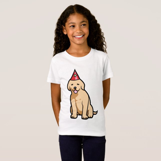 Camiseta Cumpleaños del perrito del golden retriever (Anverso completo)