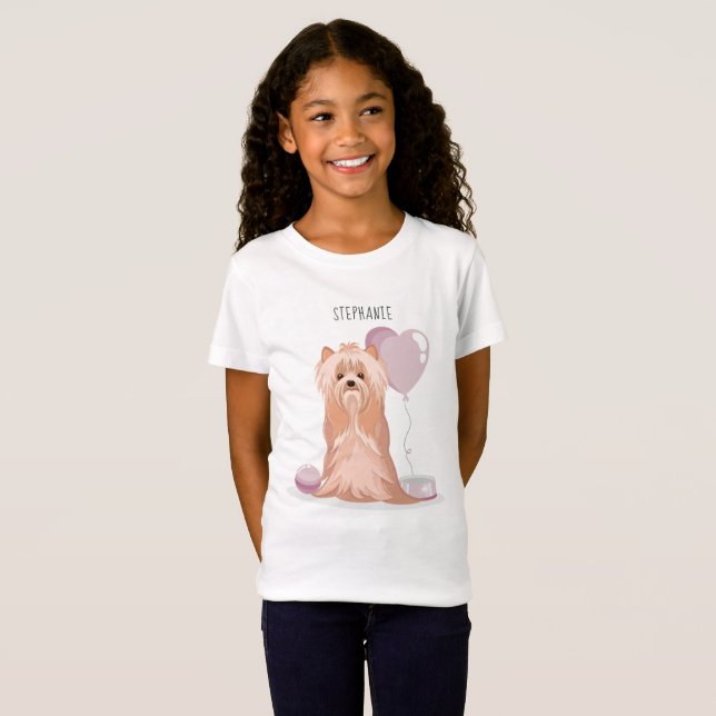 Camiseta Cumpleaños del Terrier de Cute Yorkshire (Anverso completo)
