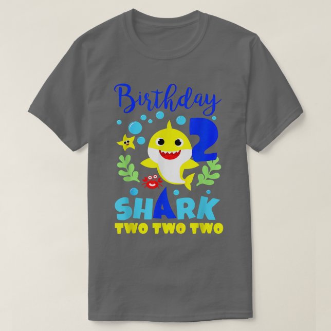 Camiseta Cumpleaños del Tiburón de 2 años, 2º cumpleaños co (Diseño del anverso)