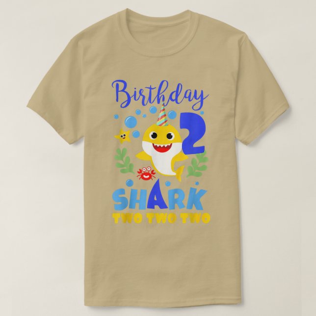 Camiseta Cumpleaños del Tiburón de 2 años, 2º cumpleaños co (Diseño del anverso)