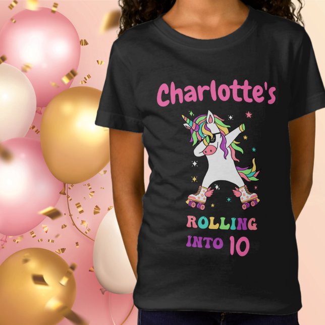 Camiseta Cumpleaños del unicornio Dabbing Roller en patinaj (Subido por el creador)