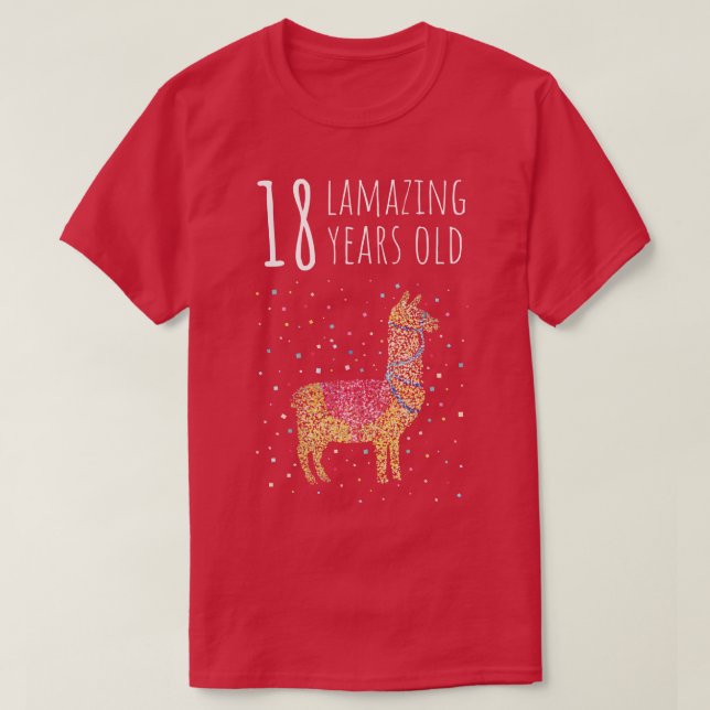 Camiseta Cumpleaños Dieciocho 18 Llama Alpaca (Diseño del anverso)